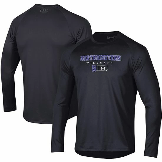 Men's Under Armour Black Northwestern Wildcats Lockup Tech Raglan Long Sleeve T-Shirt 2 Men's Under Armour Black Northwestern Wildcats Lockup Tech Raglan Long Sleeve T-Shirt - Image 2
