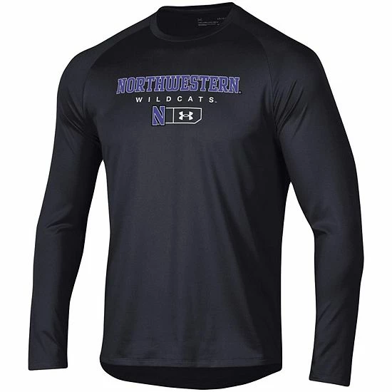 Men's Under Armour Black Northwestern Wildcats Lockup Tech Raglan Long Sleeve T-Shirt 3 Men's Under Armour Black Northwestern Wildcats Lockup Tech Raglan Long Sleeve T-Shirt - Image 3