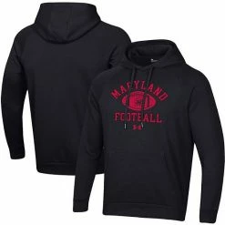Men's Under Armour Black Maryland Terrapins Football Practice Raglan Pullover Hoodie