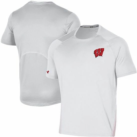 Men's Under Armour White Wisconsin Badgers 2021 Sideline Training Performance T-Shirt 1 Men's Under Armour White Wisconsin Badgers 2021 Sideline Training Performance T-Shirt