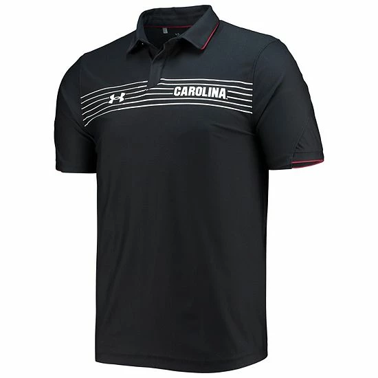 Men's Under Armour Black South Carolina Gamecocks Sideline Chest Stripe Performance Polo 3 Men's Under Armour Black South Carolina Gamecocks Sideline Chest Stripe Performance Polo - Image 3