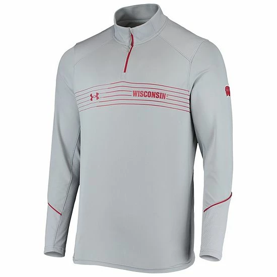 Men's Under Armour Gray Wisconsin Badgers Sideline Performance Lightweight Quarter-Zip Jacket 3 Men's Under Armour Gray Wisconsin Badgers Sideline Performance Lightweight Quarter-Zip Jacket - Image 3