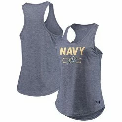 Women's Under Armour Heathered Navy Navy Midshipmen Tri-Blend Performance Tank Top