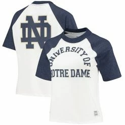 Women's Under Armour White/Heathered Navy Notre Dame Fighting Irish Fade Raglan T-Shirt