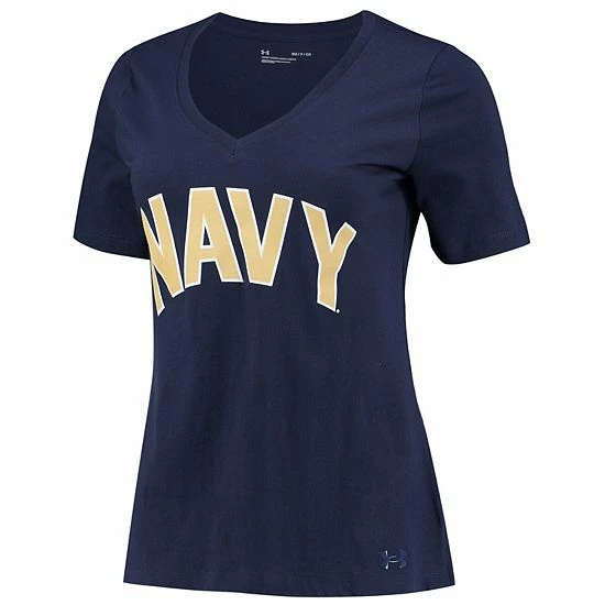 Women's Under Armour Navy Navy Midshipmen Spine Print V-Neck T-Shirt 3 Women's Under Armour Navy Navy Midshipmen Spine Print V-Neck T-Shirt - Image 3