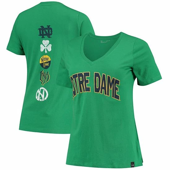 Women's Under Armour Green Notre Dame Fighting Irish Spine Print V-Neck T-Shirt 2 Women's Under Armour Green Notre Dame Fighting Irish Spine Print V-Neck T-Shirt - Image 2