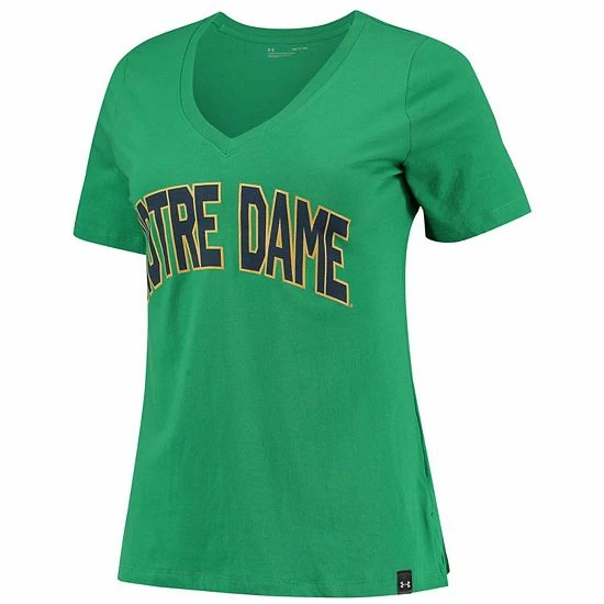 Women's Under Armour Green Notre Dame Fighting Irish Spine Print V-Neck T-Shirt 3 Women's Under Armour Green Notre Dame Fighting Irish Spine Print V-Neck T-Shirt - Image 3