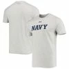 Men's Under Armour Heathered Gray Navy Midshipmen School Logo Performance Cotton T-Shirt