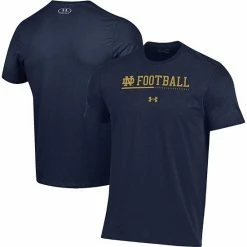 Men's Under Armour Navy Notre Dame Fighting Irish 2022 Sideline Football Performance Cotton T-Shirt