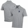 Men's Under Armour Gray Navy Midshipmen Charged Cotton Stripe Tri-Blend Polo