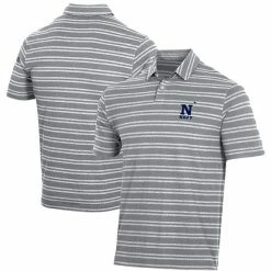 Men's Under Armour Gray Navy Midshipmen Charged Cotton Stripe Tri-Blend Polo