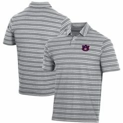 Men's Under Armour Gray Auburn Tigers Charged Cotton Stripe Tri-Blend Polo
