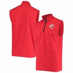 Men's Under Armour Red Utah Utes Sideline Squad Coaches Quarter-Zip Vest