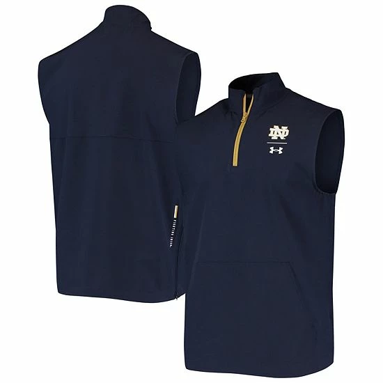 Men's Under Armour Navy Notre Dame Fighting Irish Sideline Squad Coaches Quarter-Zip Vest 1 Men's Under Armour Navy Notre Dame Fighting Irish Sideline Squad Coaches Quarter-Zip Vest