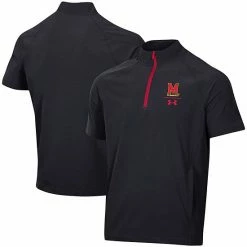 Men's Under Armour Black Maryland Terrapins Squad Coaches Short Sleeve Raglan Quarter-Zip Jacket