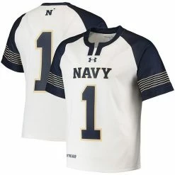 Men's Under Armour #1 White Navy Midshipmen Lacrosse Replica Jersey