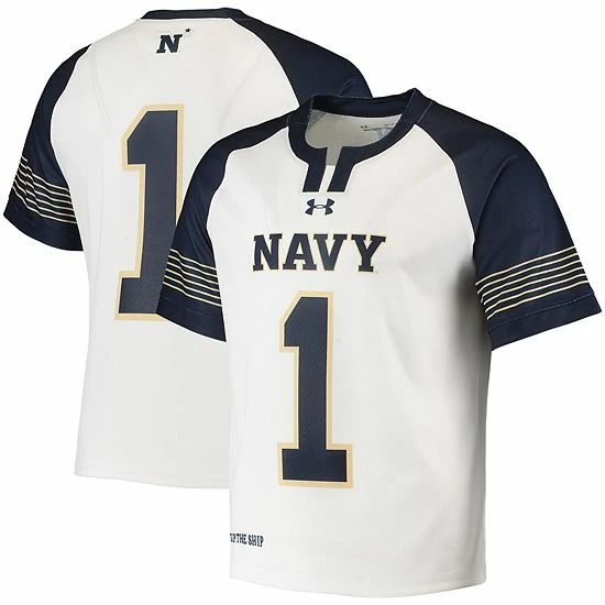Men's Under Armour #1 White Navy Midshipmen Lacrosse Replica Jersey 1 Men's Under Armour #1 White Navy Midshipmen Lacrosse Replica Jersey