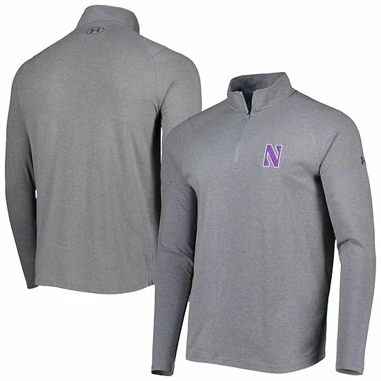Men's Under Armour Heathered Gray Northwestern Wildcats All Day Tri-Blend Quarter-Zip Jacket 2 Men's Under Armour Heathered Gray Northwestern Wildcats All Day Tri-Blend Quarter-Zip Jacket - Image 2