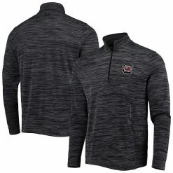 Men's Under Armour Heathered Black South Carolina Gamecocks Tempo Fleece Quarter-Zip Jacket