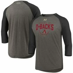 Men's Under Armour Gray/Black Arizona Diamondbacks Tri-Blend Performance Raglan 3/4-Sleeve T-Shirt