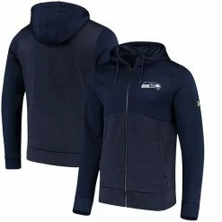 Men's Under Armour College Navy Seattle Seahawks Combine Authentic Twist Colorblock Full-Zip Hoodie