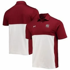 Men's Under Armour Garnet/White South Carolina Gamecocks 2022 Blocked Coaches Performance Polo