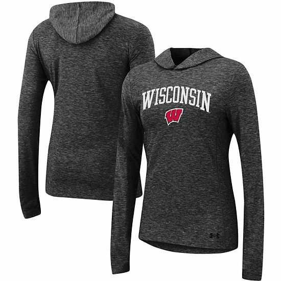 Women's Under Armour Black Wisconsin Badgers Breezy Pullover Hoodie 2 Women's Under Armour Black Wisconsin Badgers Breezy Pullover Hoodie - Image 2