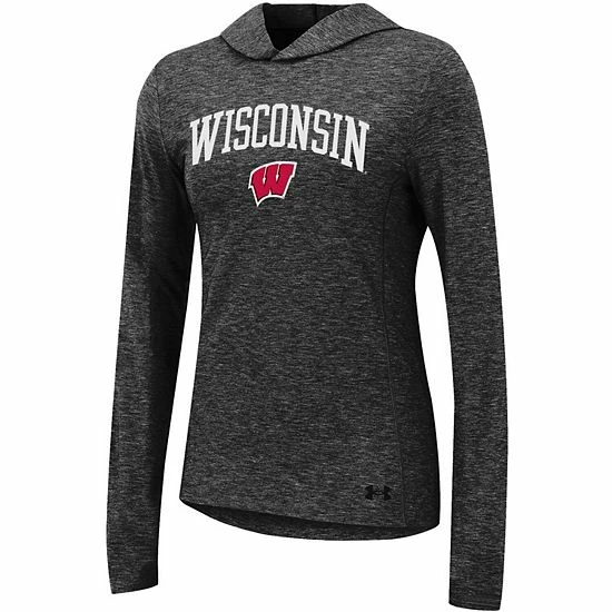 Women's Under Armour Black Wisconsin Badgers Breezy Pullover Hoodie 3 Women's Under Armour Black Wisconsin Badgers Breezy Pullover Hoodie - Image 3