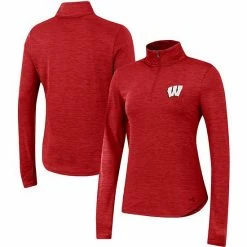 Women's Under Armour Red Wisconsin Badgers Team Logo Performance Quarter-Zip Jacket