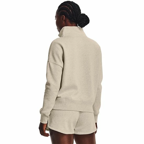 Women's Under Armour Rival Fleece 1/2-Zip Pullover Oatmeal Light Heather 2 Women's Under Armour Rival Fleece 1/2-Zip Pullover Oatmeal Light Heather - Image 2