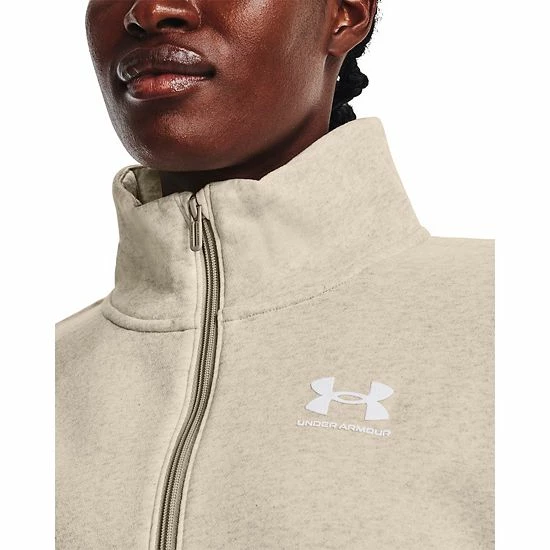 Women's Under Armour Rival Fleece 1/2-Zip Pullover Oatmeal Light Heather 4 Women's Under Armour Rival Fleece 1/2-Zip Pullover Oatmeal Light Heather - Image 4