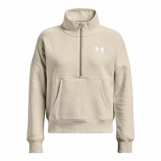Women's Under Armour Rival Fleece 1/2-Zip Pullover Oatmeal Light Heather 5 Women's Under Armour Rival Fleece 1/2-Zip Pullover Oatmeal Light Heather - Image 5