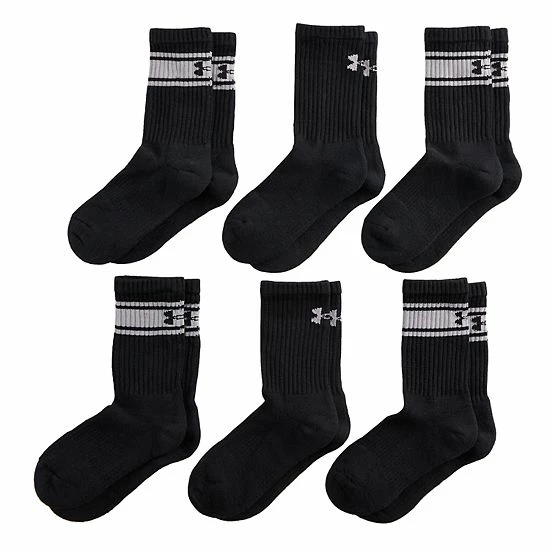 Boys Under Armour Charged Cotton 6-Pack Crew Socks White 2 Boys Under Armour Charged Cotton 6-Pack Crew Socks White - Image 2