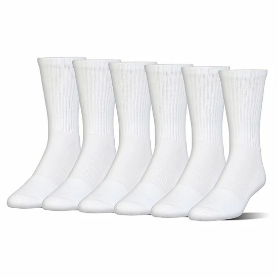 Boys Under Armour Charged Cotton 6-Pack Crew Socks White 5 Boys Under Armour Charged Cotton 6-Pack Crew Socks White - Image 5