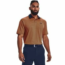 Men's Under Armour Striped Classic-Fit Performance Golf Polo Black