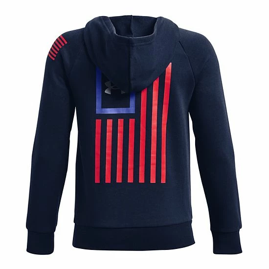 Boys 8-20 Under Armour Freedom Rival Fleece Hoodie Navy 2 Boys 8-20 Under Armour Freedom Rival Fleece Hoodie Navy - Image 2