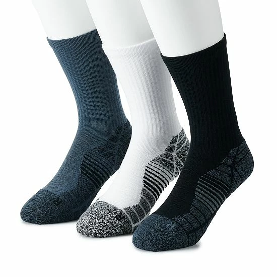 Men's Under Armour 3-pack Elevated Performance Crew Socks Red Assorted 3 Men's Under Armour 3-pack Elevated Performance Crew Socks Red Assorted - Image 3