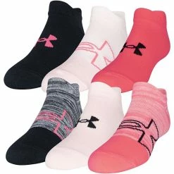 Girls Under Armour 6-pack Essential 2.0 No-Show Socks Cerise