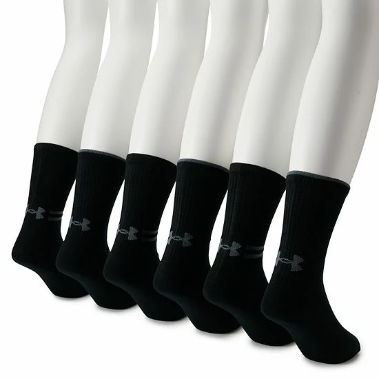 Men's Under Armour 6-pack Essential Lite Crew Socks White Academy 4 Men's Under Armour 6-pack Essential Lite Crew Socks White Academy - Image 4