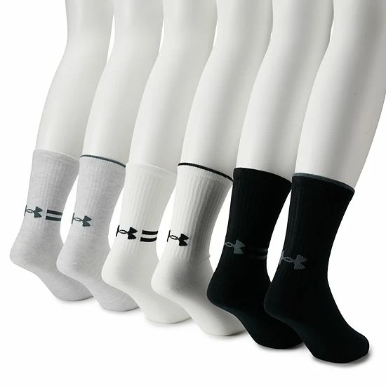 Men's Under Armour 6-pack Essential Lite Crew Socks White Academy 5 Men's Under Armour 6-pack Essential Lite Crew Socks White Academy - Image 5