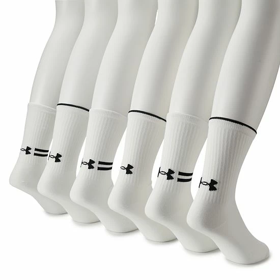 Men's Under Armour 6-pack Essential Lite Crew Socks White Academy 8 Men's Under Armour 6-pack Essential Lite Crew Socks White Academy - Image 8