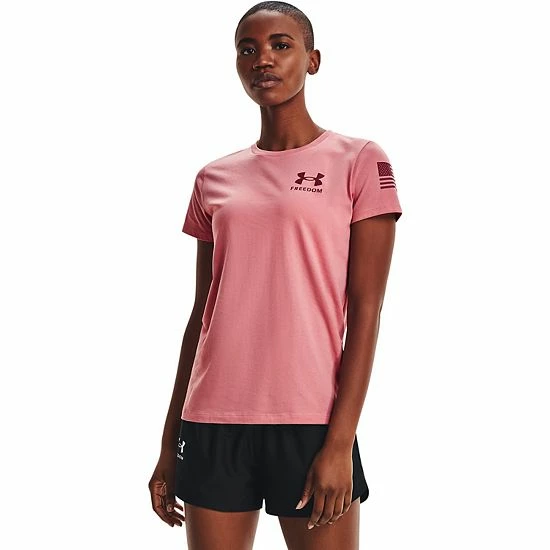 Women's Under Armour Freedom Veterans Day Flag Tee Pink Clay 2 Women's Under Armour Freedom Veterans Day Flag Tee Pink Clay - Image 2