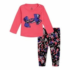 Baby Girl Under Armour Long Sleeve Graphic Tee & Printed Leggings Set Pink Punk