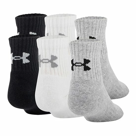Boys Under Armour 6-Pack Quarter Socks Gray Heather Assorted 2 Boys Under Armour 6-Pack Quarter Socks Gray Heather Assorted - Image 2