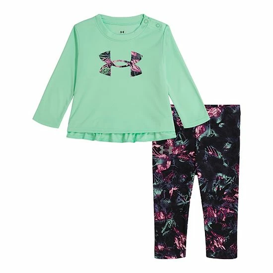 Baby Girl Under Armour Long Sleeve Graphic Tee & Printed Leggings Set 1 Baby Girl Under Armour Long Sleeve Graphic Tee & Printed Leggings Set