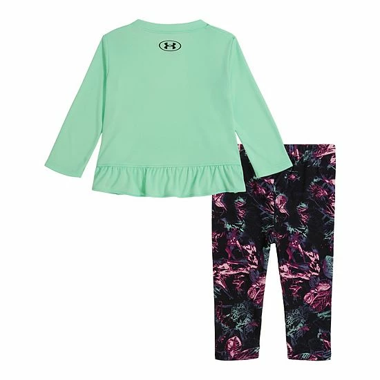 Baby Girl Under Armour Long Sleeve Graphic Tee & Printed Leggings Set 2 Baby Girl Under Armour Long Sleeve Graphic Tee & Printed Leggings Set - Image 2