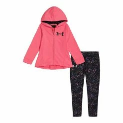 Toddler Girl Under Armour Galaxy Logo Fleece Zip-Up Hoodie & Printed Leggings Set