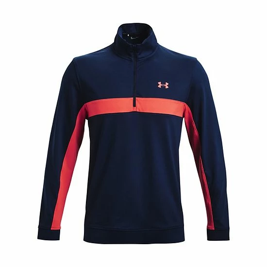Men's Under Armour Storm Colorblock Mid-Layer Half-Zip Golf Pullover Top Black Radio Red 6 Men's Under Armour Storm Colorblock Mid-Layer Half-Zip Golf Pullover Top Black Radio Red - Image 6