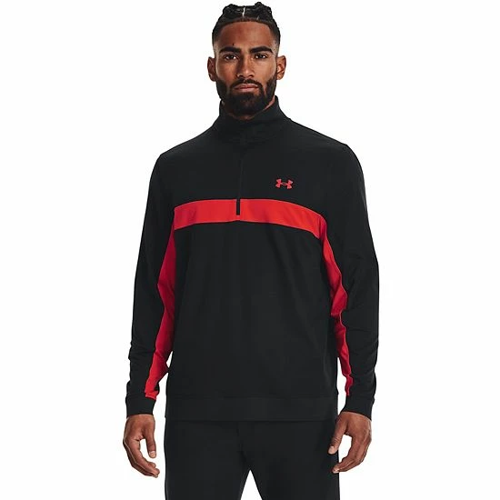Men's Under Armour Storm Colorblock Mid-Layer Half-Zip Golf Pullover Top Black Radio Red 9 Men's Under Armour Storm Colorblock Mid-Layer Half-Zip Golf Pullover Top Black Radio Red - Image 9