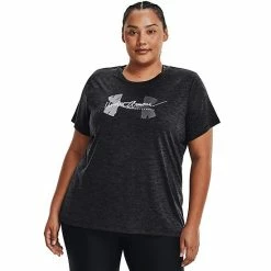 Plus Size Under Armour Tech™ Twist Script Logo Tee Black